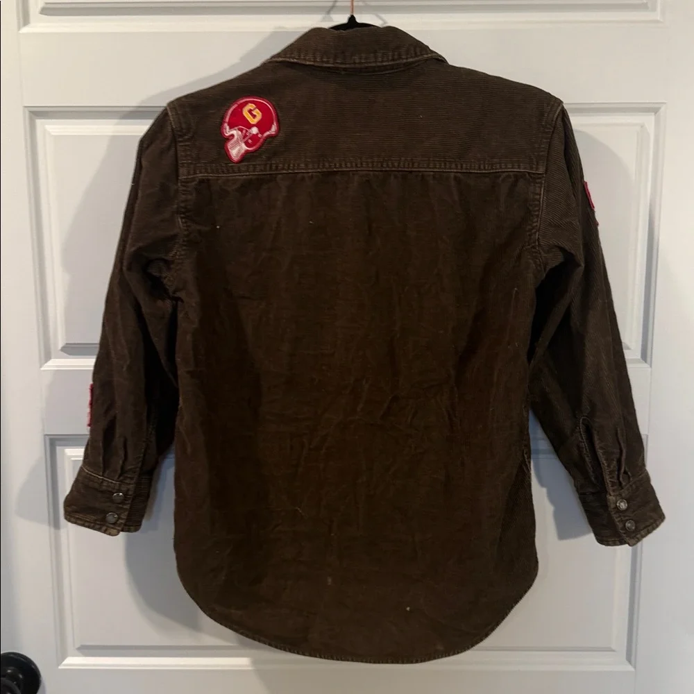 GapKids Corduroy Button Up Shirt Boys  Patches Patchwork Brown 8